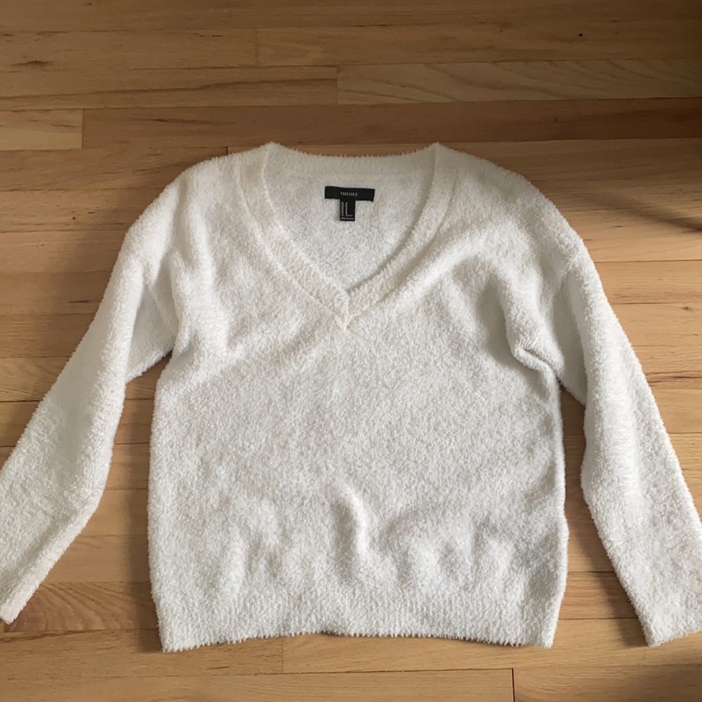 Forever 21 white fuzzy sweater
